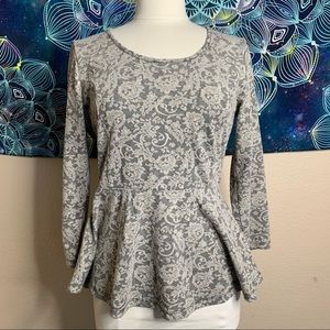 Lace Long Sleeve Peplum Shirt